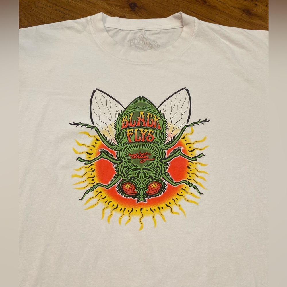 Vintage Black Flys t shirt XL surf skate 100% Authentic